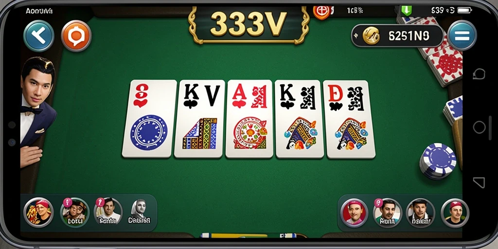 Tampilan gameplay utama 333V menampilkan aksi seru permainan Domino.