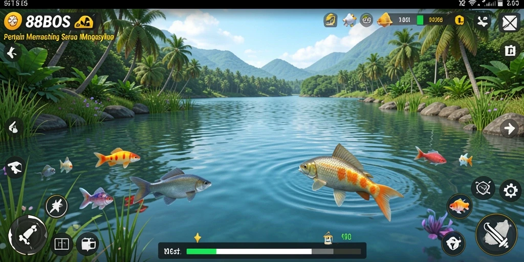 Tampilan gameplay menarik dalam 88BOS dengan berbagai jenis ikan.