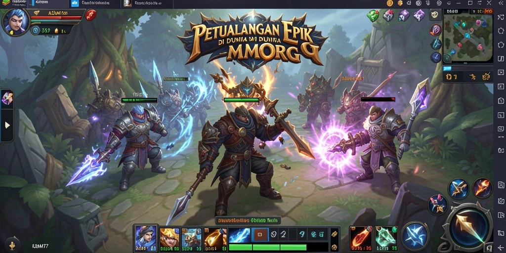 Tangkapan layar ADAM77 menampilkan pertempuran epik di dunia MMORPG yang luas.
