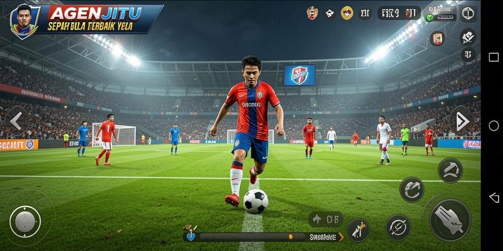Tampilan aksi seru di lapangan sepak bola AGENJITU.