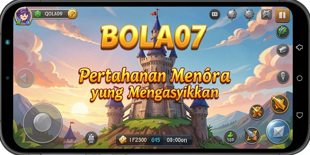 Tampilan permainan BOLA07 yang intens dan strategis dalam Tower Defense.