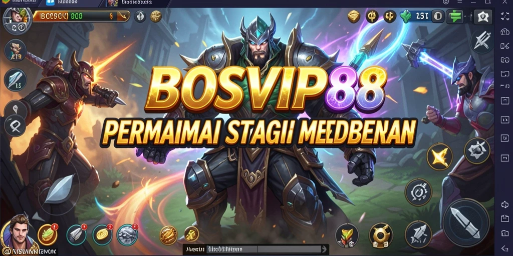 Tampilan gameplay <strong>BOSVIP88</strong> menunjukkan aksi strategi yang intens.