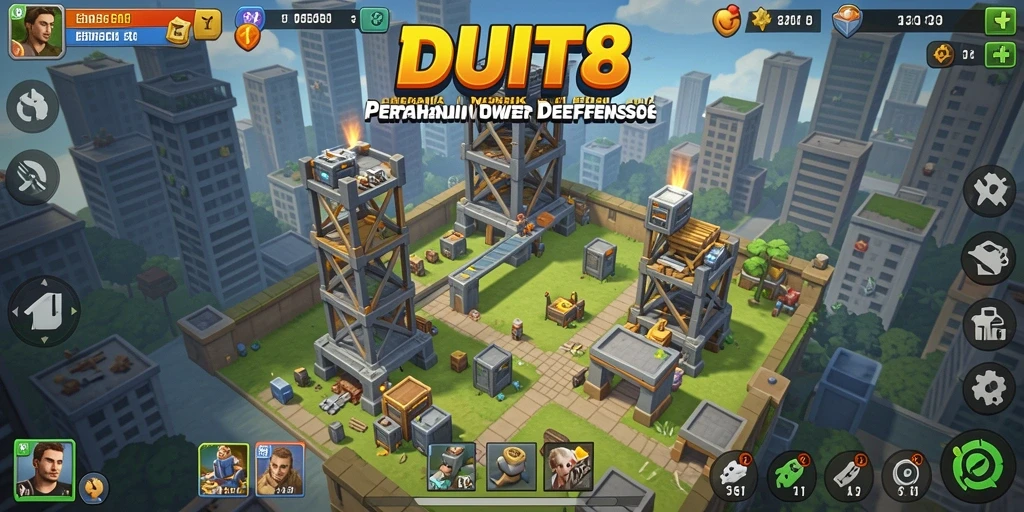 Tampilan gameplay Tower Defense di DUIT8 yang mendebarkan dan strategis.