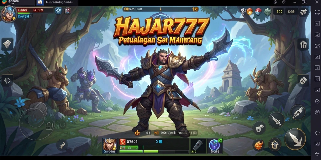 Screenshot gameplay <strong>HAJAR777</strong> menampilkan pertarungan epik antar pemain di dunia fantasi.