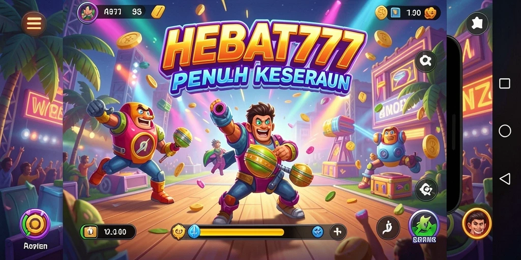 Tangkapan layar HEBAT777 menampilkan gameplay arcade yang seru dan penuh warna.