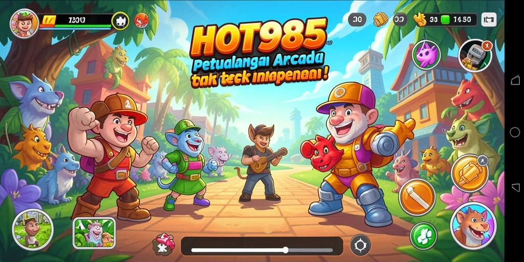 Screenshoot utama HOT985 menampilkan aksi gameplay arcade yang seru.
