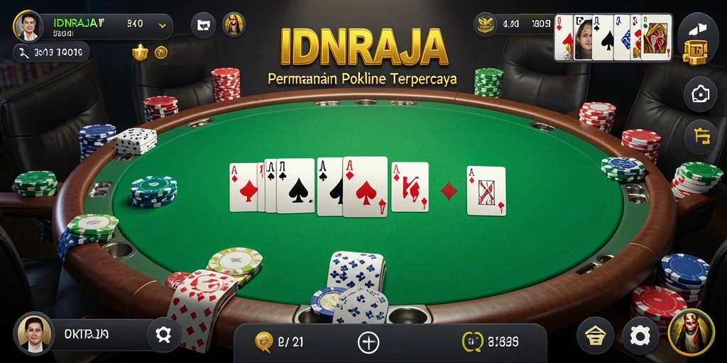 Screenshot IDNRAJA menampilkan tampilan permainan poker yang mengasyikkan.