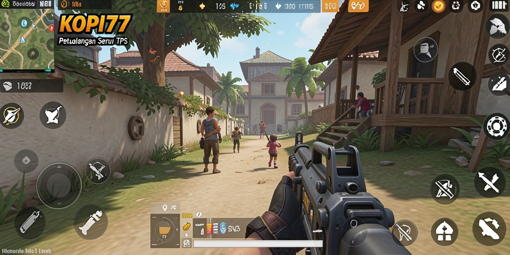 Screenshot gameplay KOPI77 menunjukkan aksi seru petualangan TPS.