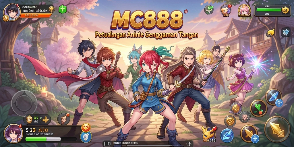 Screenshot gameplay MC888 yang menampilkan pertarungan karakter anime.