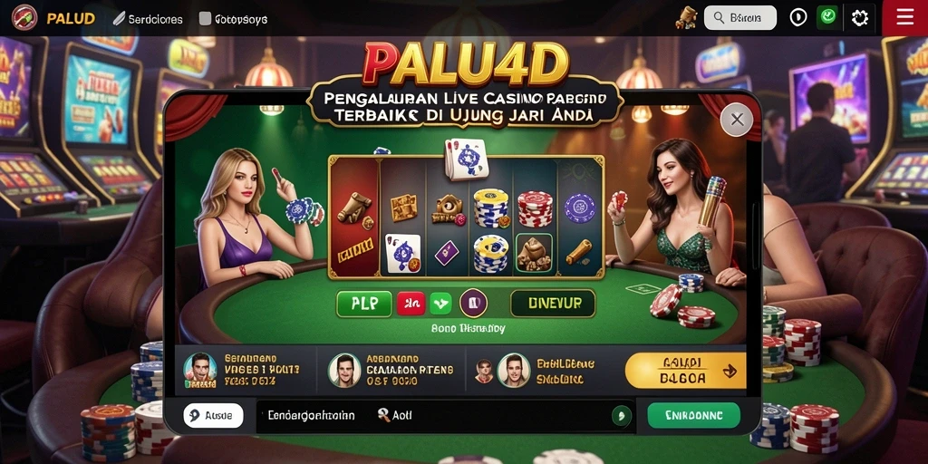 Tangkapan layar menunjukkan dealer langsung dalam aksi di permainan kasino.