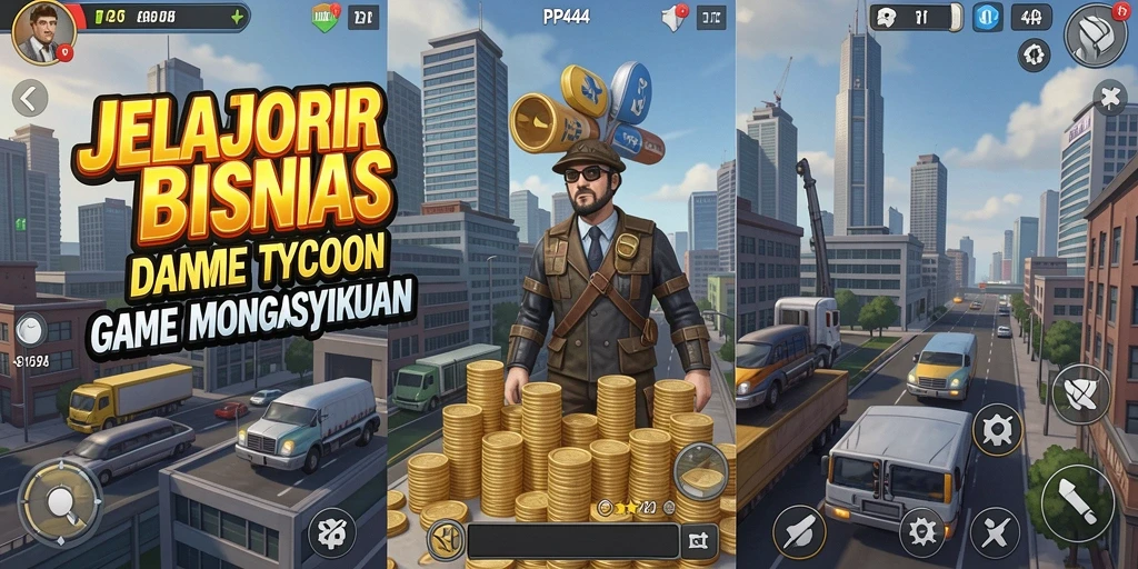 Screenshot gameplay PP444 yang menunjukkan keseruan membangun bisnis.