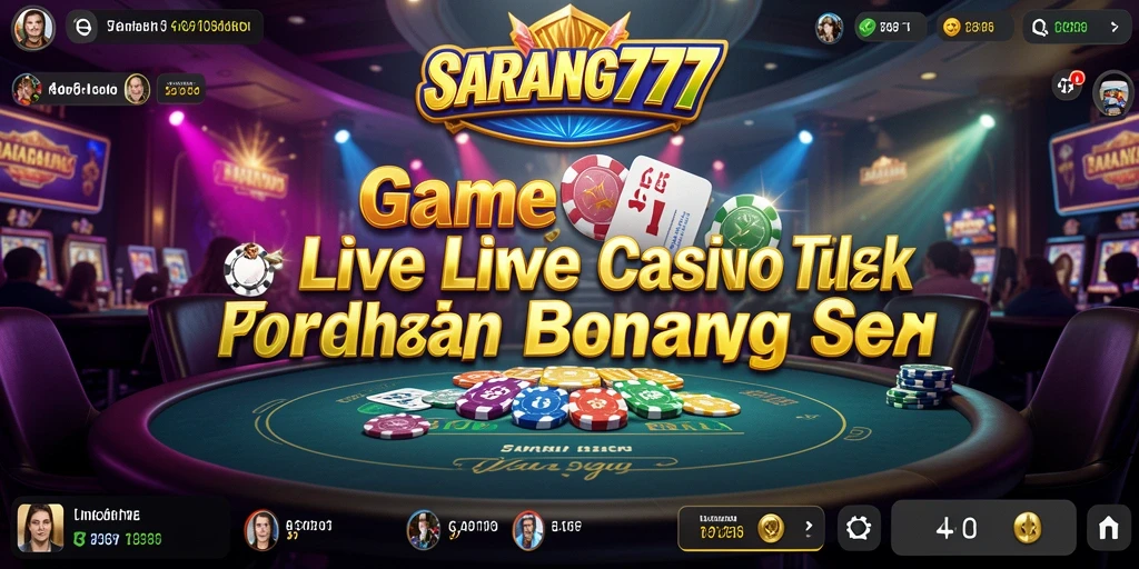 Screenshot menampilkan dealer langsung dan suasana permainan Live Casino yang seru.