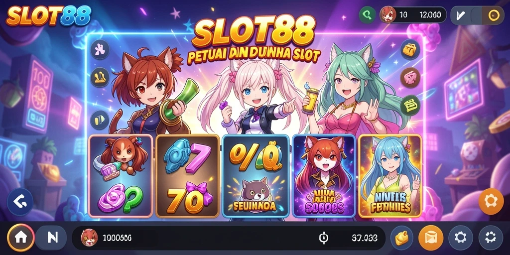 Gameplay seru SLOT88 dengan karakter anime yang menarik.