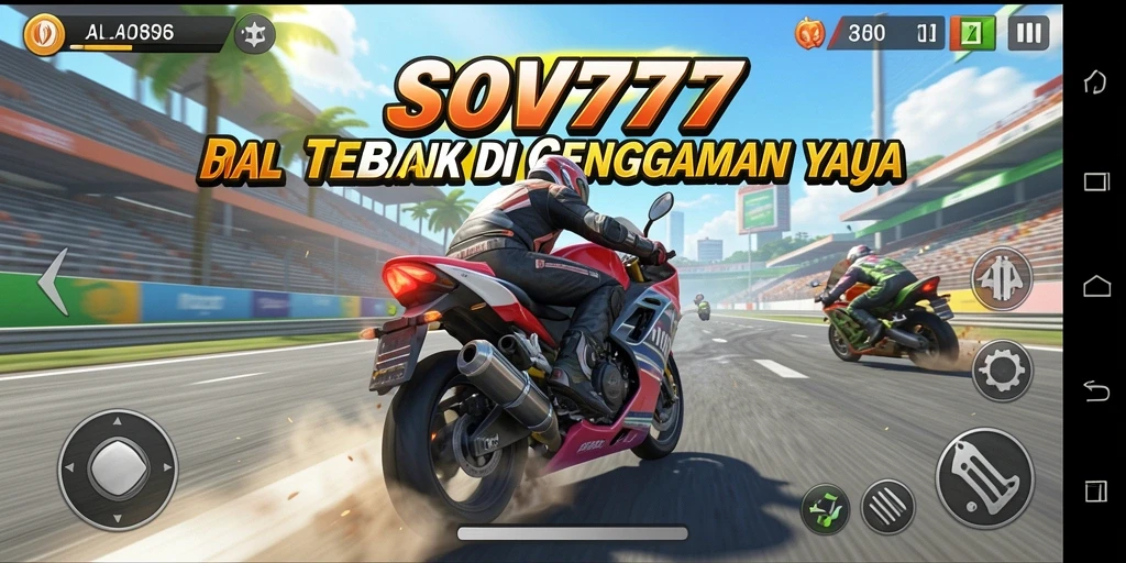 Gameplay mendebarkan di SOV777 saat balapan motor.