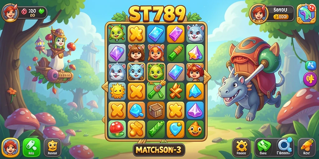 Tampilan gameplay menarik dari ST789 dengan elemen cocok-mencocok.