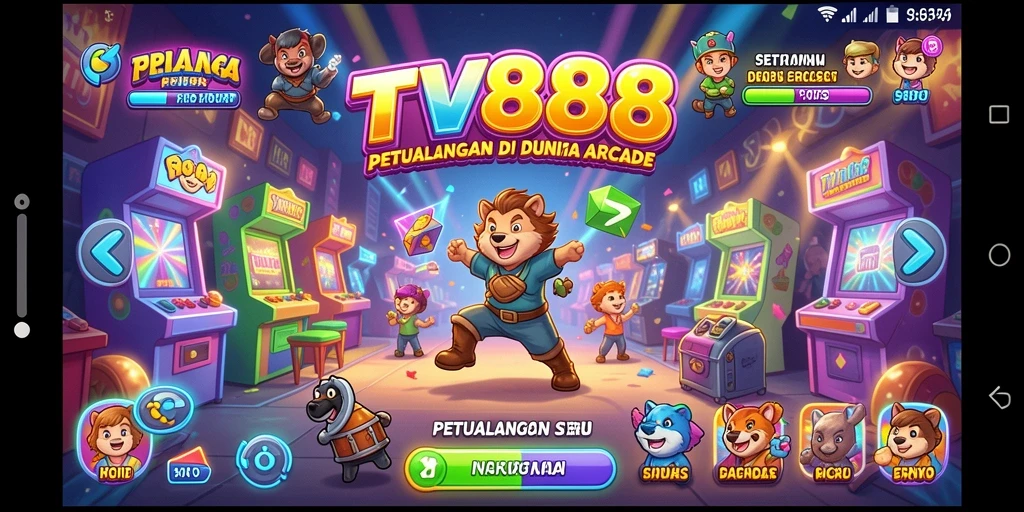Screenshot utama TV888 menampilkan momen seru dalam gameplay arcade.