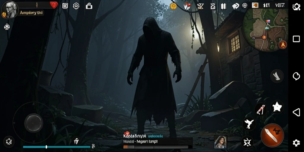 Tampilan gameplay seram di V87 dengan lingkungan yang menegangkan.