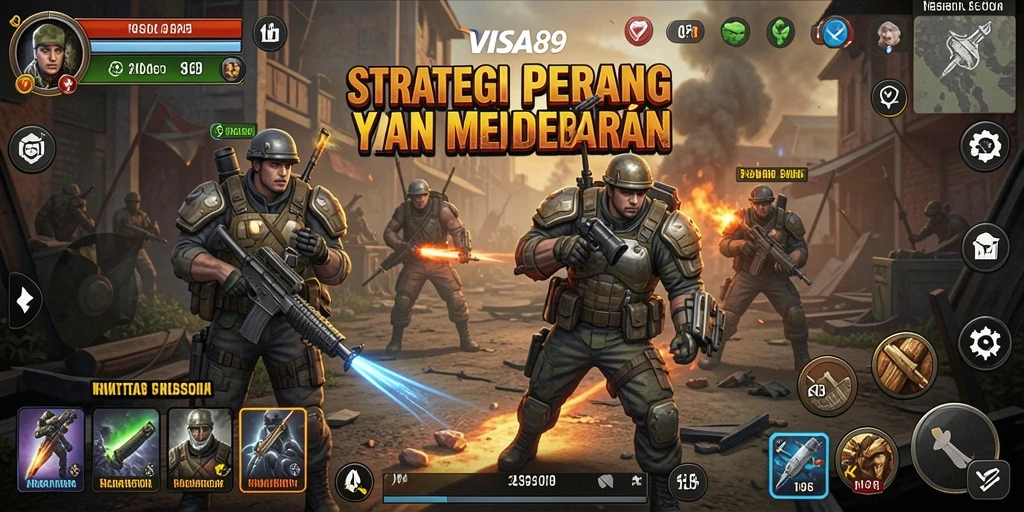 Tampilan gameplay strategi mendalam dalam <strong>VISA89</strong> menampilkan aksi pertempuran dan pembangunan kerajaan.